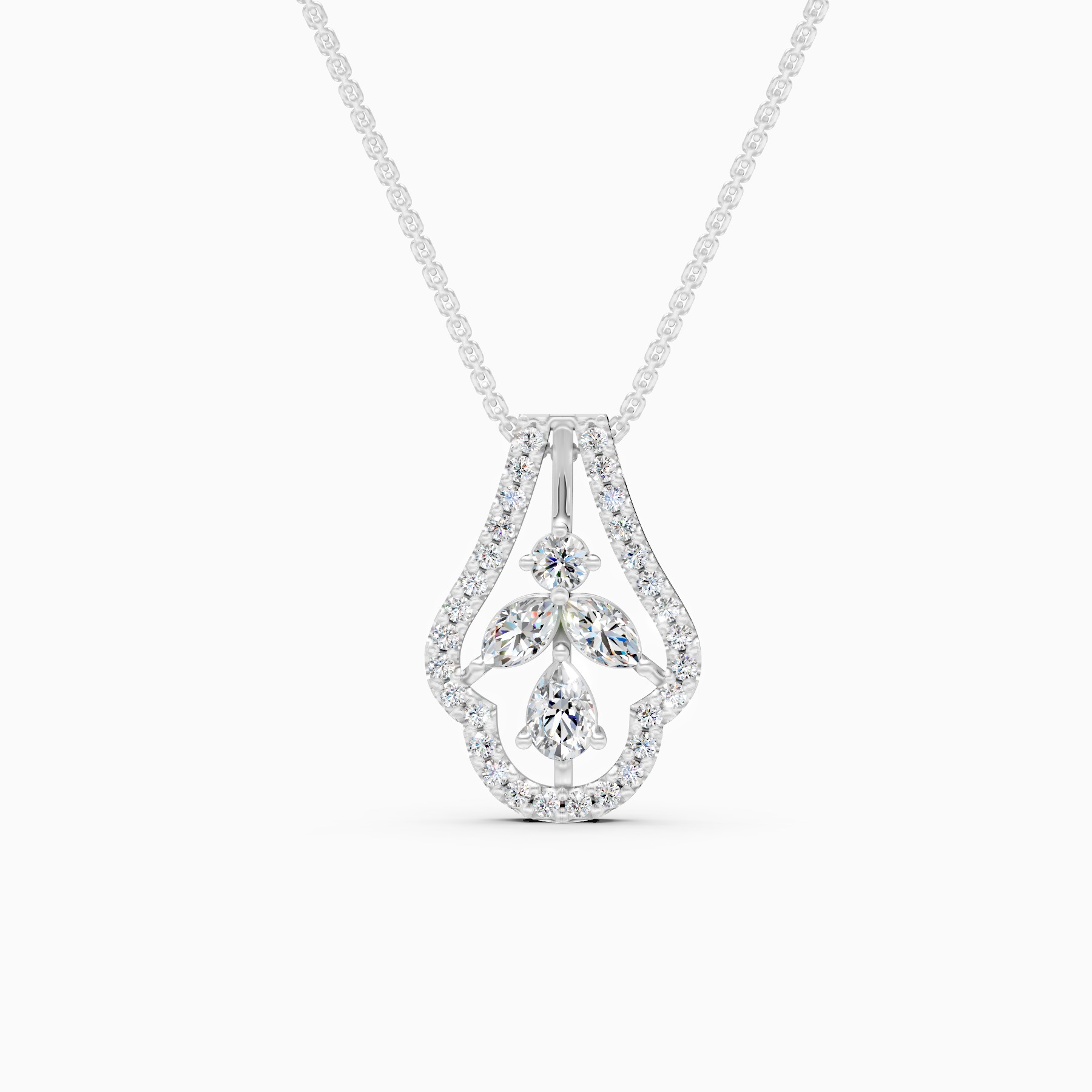 Designer Floral Lab Grown Diamond Pendant Necklace